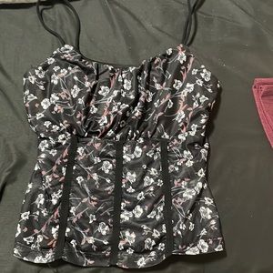 SHEIN Seam front Ditsy Floral Mesh Top